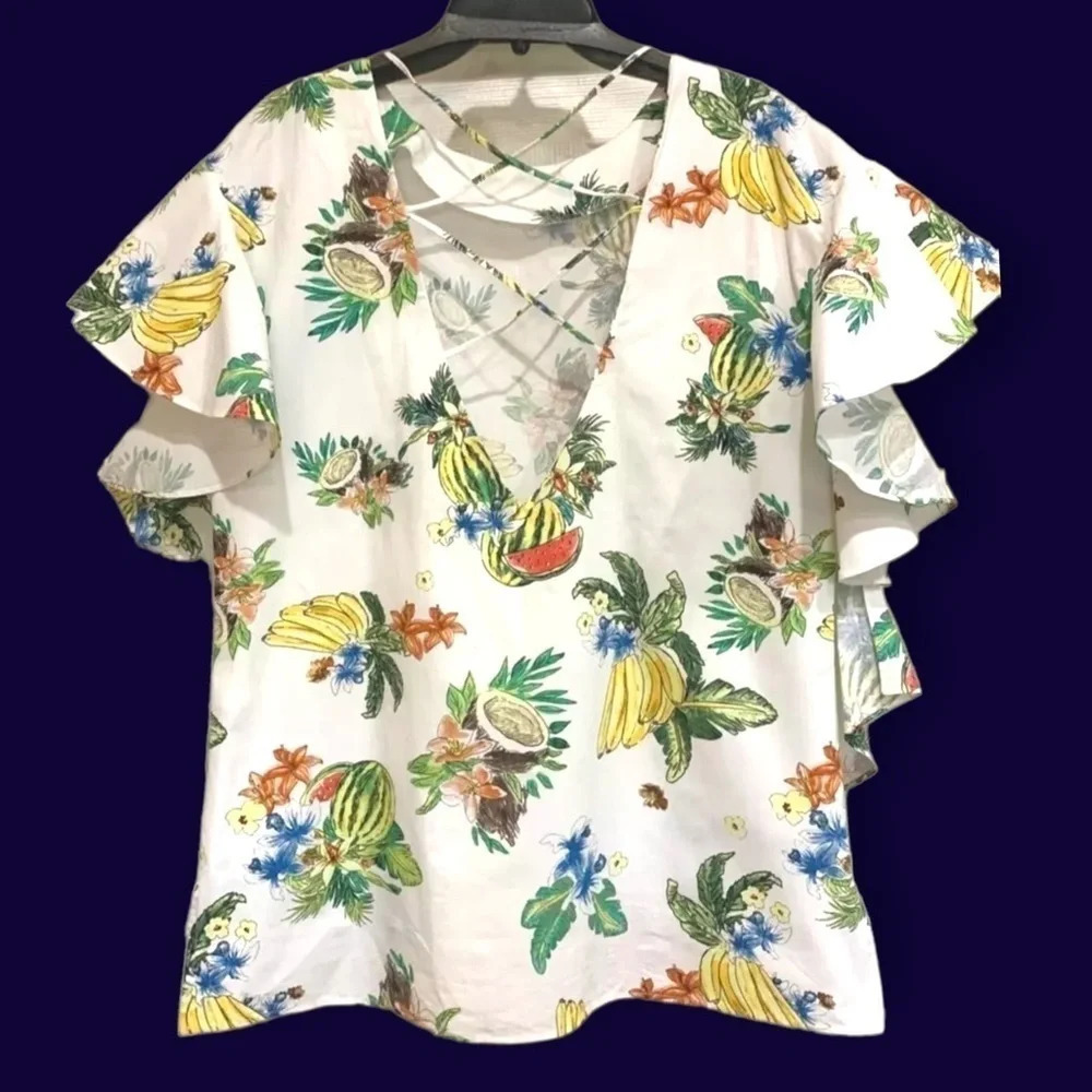 Zara Oversized Printed Ruffle Blouse - Picture 9 of 12